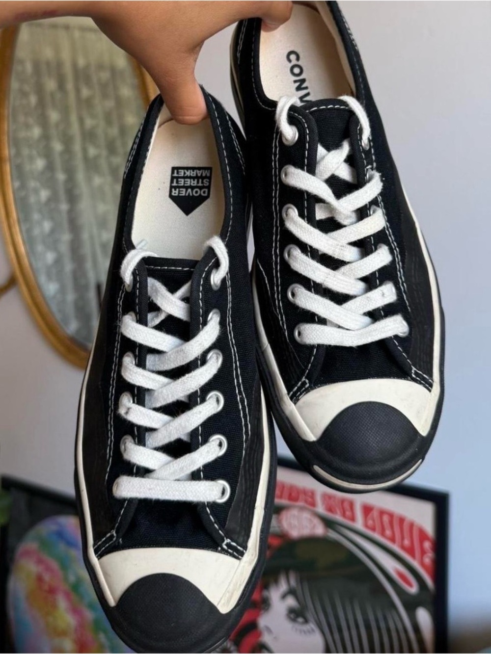 Converse Jack Purcell White Canvas Sneakers with Black Trim